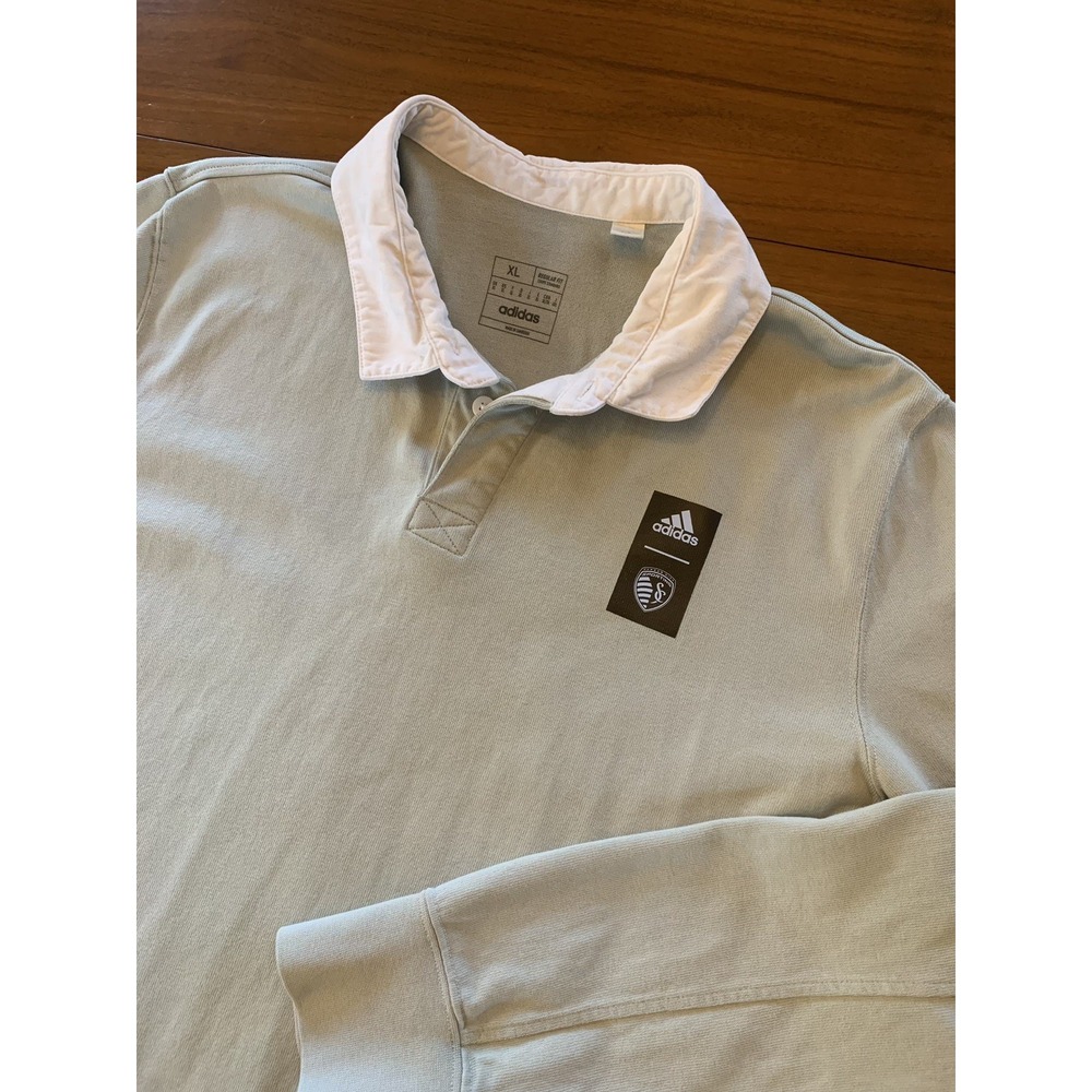Sporting Kansas City Adidas Polo Rugby Shirt Mens XL 2022 Long Sleeve Travel SKC